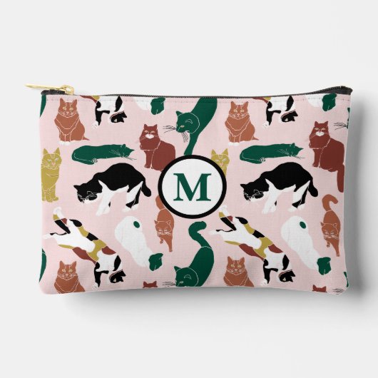 Charmante handgetekende katten op roze achtergrond etui (Voorkant)