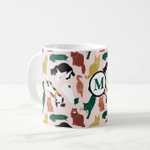 Charmante handgetekende katten op roze achtergrond koffiemok (Voorkant links)