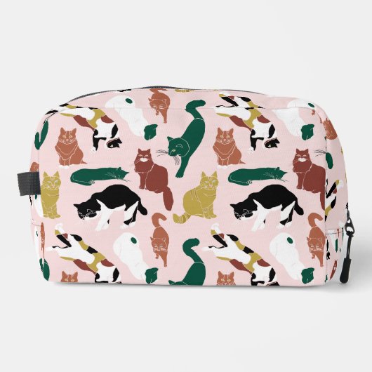 Charmante handgetekende katten op roze achtergrond toilettasje (Voorkant)