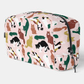 Charmante handgetekende katten op roze achtergrond toilettasje (Rechterhoek)