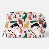 Charmante handgetekende katten op roze achtergrond toilettasje (Achterkant)