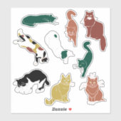 Charmante handgetekende katten sticker (Vel)