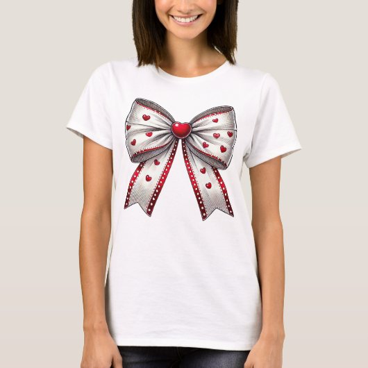 Charmante Hart Bow T-shirt (Voorkant)