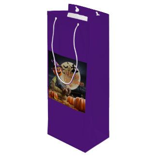 Charmante Heks Pet Halloween Canvas tas - Herfst F Wijn Cadeautas