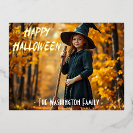 Charmante Heksenthema Halloween Folie Uitnodiging Briefkaart