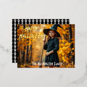 Charmante Heksenthema Halloween Folie Uitnodiging Briefkaart (Voorkant / Achterkant)