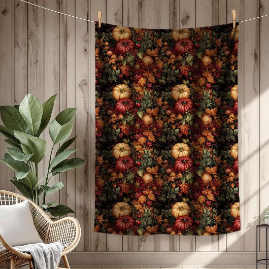 Charmante herfst bloemendeken met oogstmotieven fleece deken