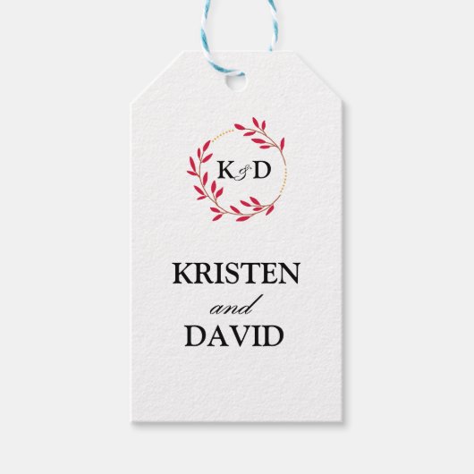 Charmante Herfst Leaf Monogram bruiloft Cadeaulabel (Voorkant)