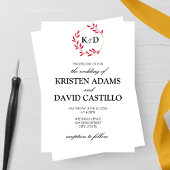 Charmante Herfst Leaf Monogram bruiloft Kaart