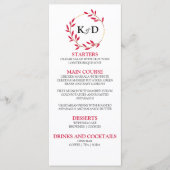 Charmante Herfst Leaf Monogram bruiloft Menu (Voorkant)