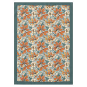 Charmante herfst terracotta ivoren bloemen blauw tafelkleed (Voorkant)