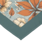 Charmante herfst terracotta ivoren bloemen blauw tafelkleed (Gekanteld)