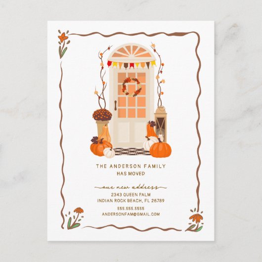 Charmante herfstdeur bewegende aankondiging (Voorkant)