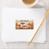 Charmante herfstpaddenstoelen Herfst Bos Adres Etiket (Insitu)