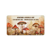 Charmante herfstpaddenstoelen Herfst Bos Adres Etiket (Voorkant)