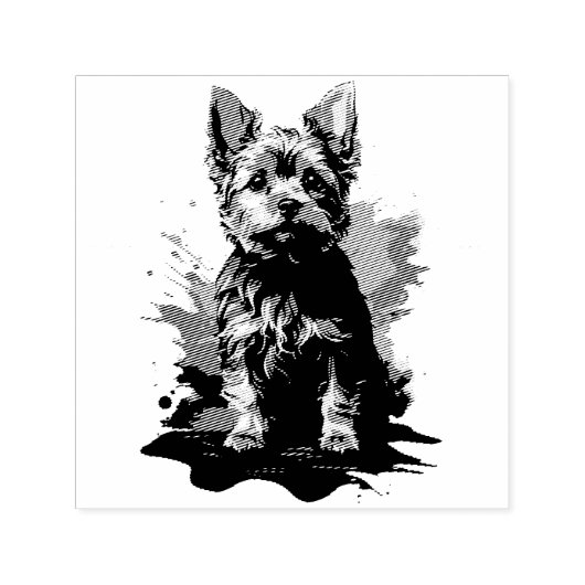 Charmante highlighting een Yorkshire Terrier Zelfinktende Stempel (Design)