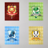 Charmante HOGWARTS™ House Crests Muurkunst Sets (Voorkant)