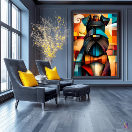 Charmante hond - kubistische heer in een boog Stro Poster