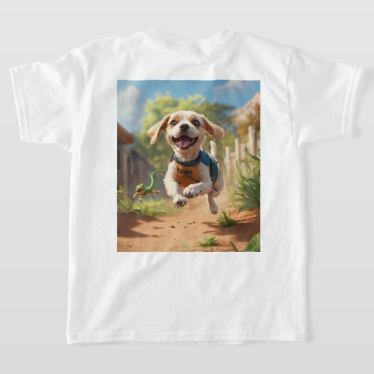 Charmante Hond Print T-Shirt voor Kinderen – Leuk, (Laag Achter)