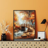 Charmante houten brug Unieke bos rivier scène Poster