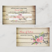 Charmante houten schaar en Rozen afspraak Afsprakenkaartje (Voorkant / Achterkant)