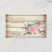 Charmante houten schaar en Rozen Referral Kaart (Voorkant)