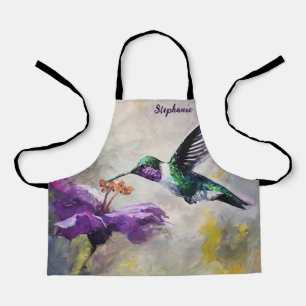 Charmante Hummingbird & Purple Flowers Meisjes Che Schort