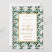 Charmante Hunter Green Gold Eucalyptus Wedding Kaart (Voorkant)