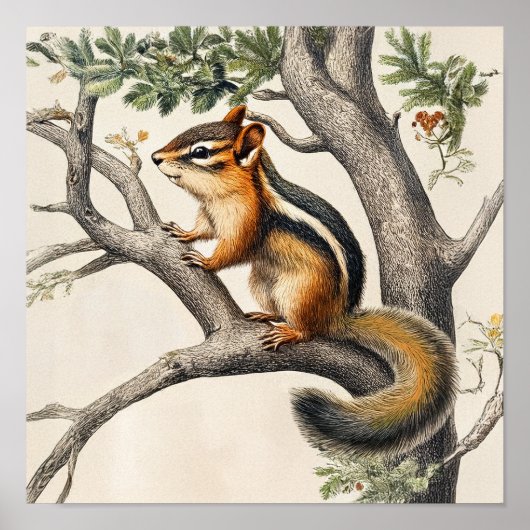 Charmante illustratie van een Chipmunk Poster (Voorkant)