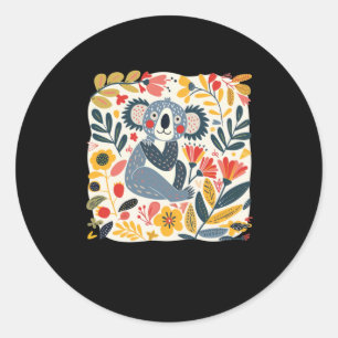 Charmante illustratie van een koala omringd ronde sticker