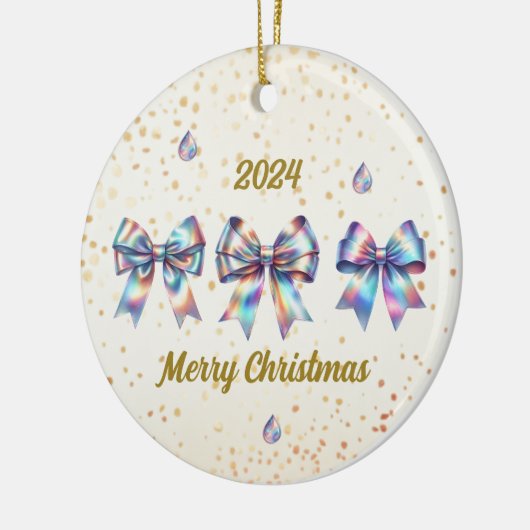 Charmante iriserende bogen jaaraccent keramisch ornament (Links)