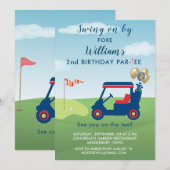 Charmante jongen golfkar Par-t-shirt 2e Verjaardag Kaart (Voorkant / Achterkant)