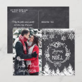 Charmante JOYEUX NOËL Krijtbord Foto Uitnodiging Briefkaart (Voorkant / Achterkant)