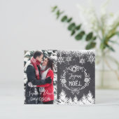 Charmante JOYEUX NOËL Krijtbord Foto Uitnodiging Briefkaart (Staand voorkant)