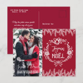 Charmante JOYEUX NOËL Typografie Pine Foto Uitnodiging Briefkaart (Voorkant / Achterkant)