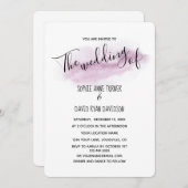 Charmante kalligrafie roze aquarel bruiloft kaart (Voorkant / Achterkant)