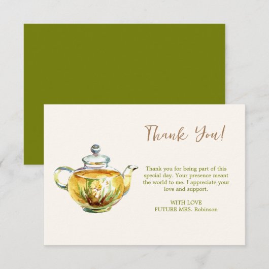 CHARMANTE kamille bruids thee party Bedankkaart (Voorkant / Achterkant)
