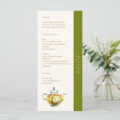 CHARMANTE kamille bruids thee party Menu (Staand voorkant)