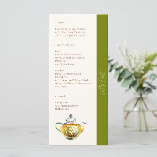 CHARMANTE kamille bruids thee party Menu (Staand voorkant)