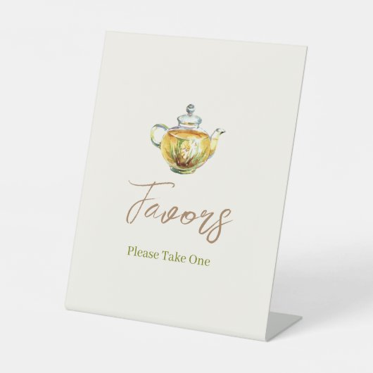 CHARMANTE kamille thee party gunsten teken Reclamebord Met Voetstuk (Voorkant)