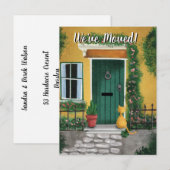 Charmante kat bij de voordeur Bewegend nieuw huis Aankondigingskaart (Voorkant / Achterkant)