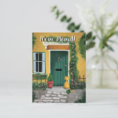 Charmante kat bij de voordeur Bewegend nieuw huis Aankondigingskaart (Staand voorkant)