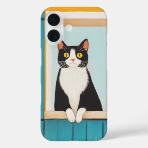 Charmante kat in het raam iPhone 16 hoesje