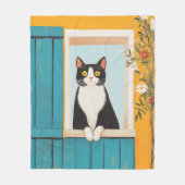 Charmante kat in het raam fleece deken (Voorkant)