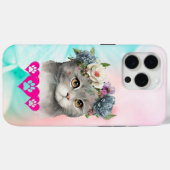 Charmante kat met bloem kroon telefoonhoesje Case-Mate iPhone case (Achterkant (horizontaal))