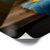 Charmante kat met zonnebloem boeket perfect poster (Hoek)