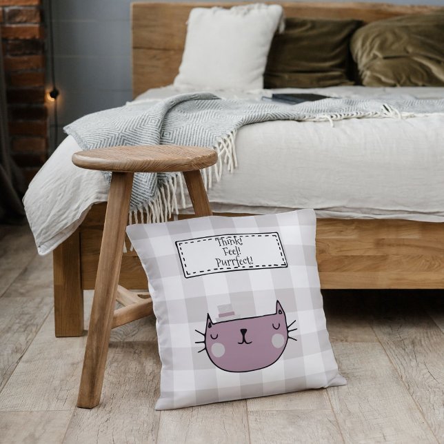 Charmante kat Purfect Buffalo plaid Kussen (Charming Cat Lover's Purrfect Buffalo Plaid Throw Pillow front)