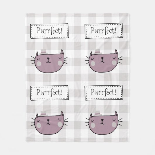 Charmante kat Purfect Gingham Pattern Fleece Deken (Voorkant)