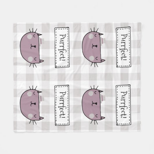 Charmante kat Purfect Gingham Pattern Fleece Deken (Voorkant (Horizontaal))