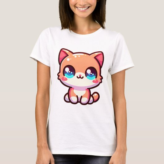 Charmante Kawaii Kat T-shirt (Voorkant)